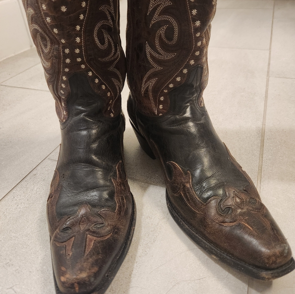Old Gringo  Black/ Dark Brown Leather Retro Style Western Boots
